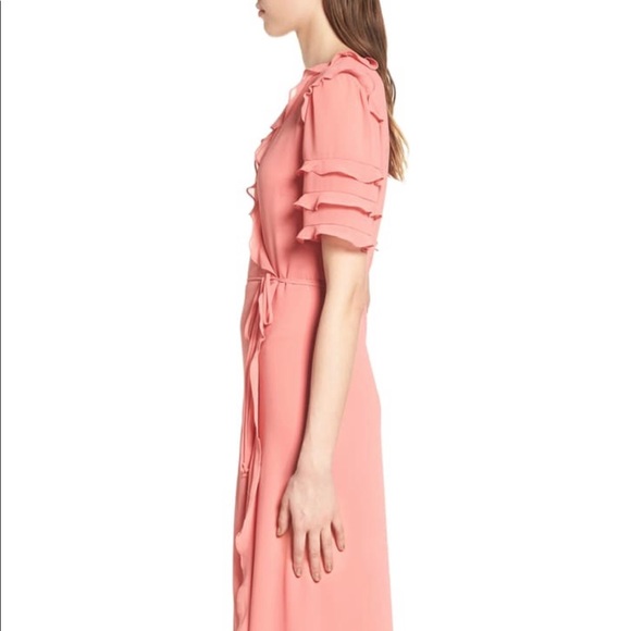 WAYF Ruffle Wrap Gown- Coral Rose Tea - Picture 4 of 6
